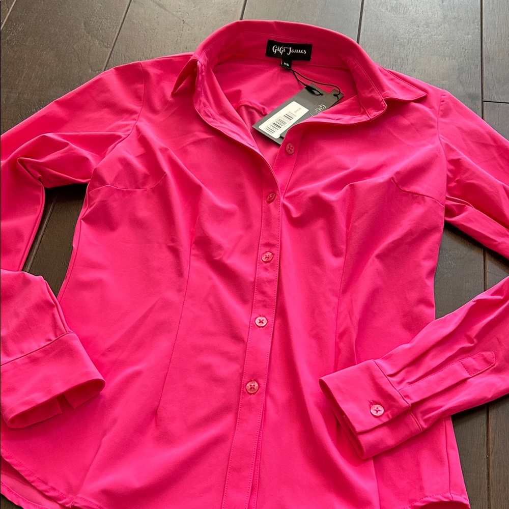 Hot Pink Button-Up Blouse by GIGI James